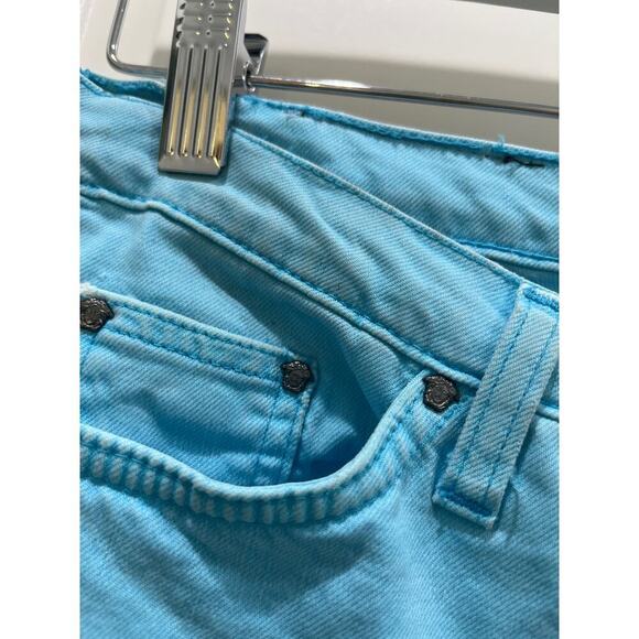 Vintage Versace Jeans Couture Turquoise Blue Boot Cut Denim Jeans Sz 28 - Picture 5 of 11